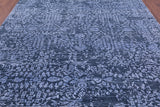 Blue Modern Handmade Wool & Silk Rug - 7' 11" X 10' 0" - Golden Nile