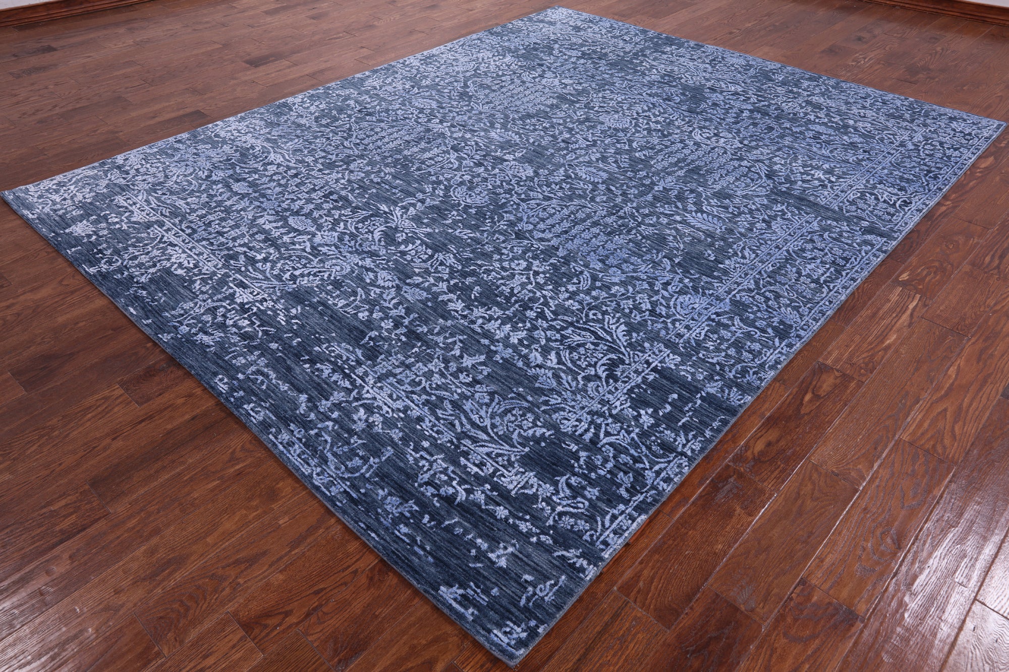 Blue Modern Handmade Wool & Silk Rug - 7' 11" X 10' 0" - Golden Nile