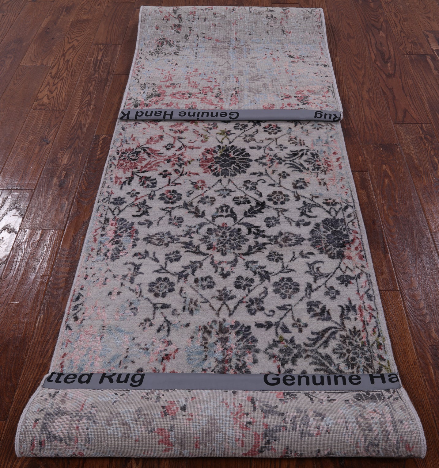 Grey Modern Handmade Wool & Silk Runner Rug - 2' 6" X 10' 0" - Golden Nile