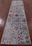 Grey Modern Handmade Wool & Silk Runner Rug - 2' 6" X 10' 0" - Golden Nile