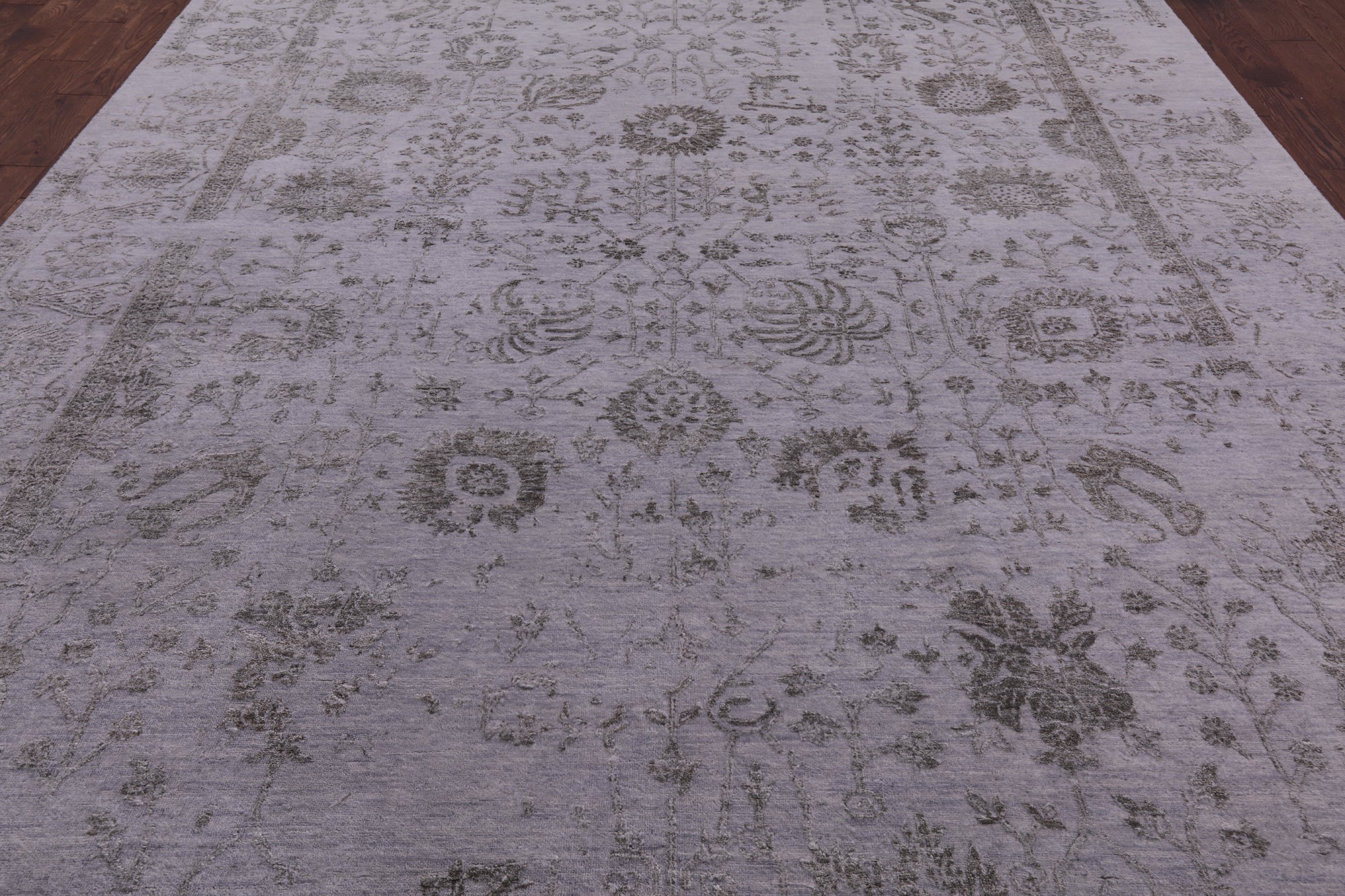 Grey Persian Hand Knotted Wool & Silk Rug - 9' 0" X 12' 1" - Golden Nile