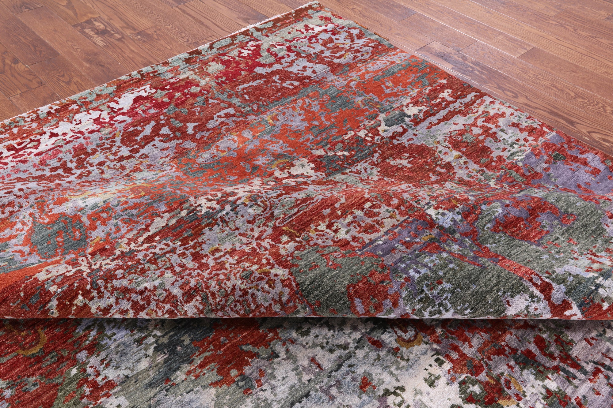 Modern Hand Knotted Wool & Silk Rug - 9' 0" X 11' 11" - Golden Nile