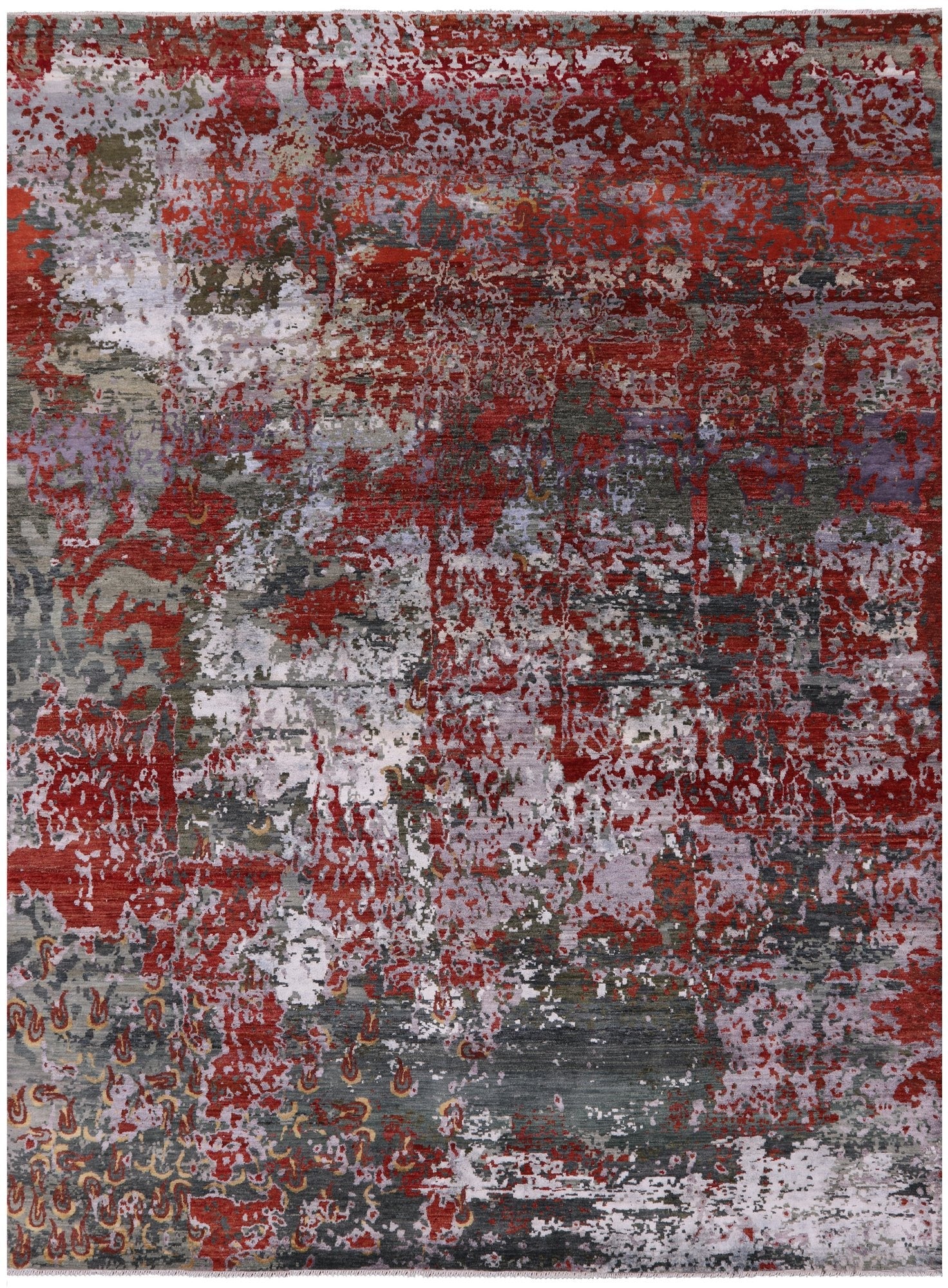 Modern Hand Knotted Wool & Silk Rug - 9' 0" X 11' 11" - Golden Nile