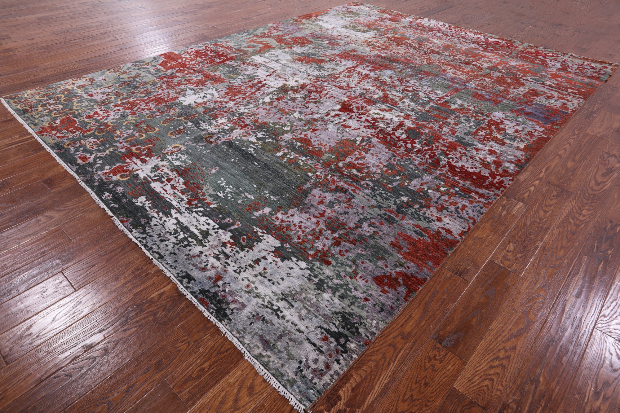 Modern Hand Knotted Wool & Silk Rug - 9' 0" X 11' 11" - Golden Nile