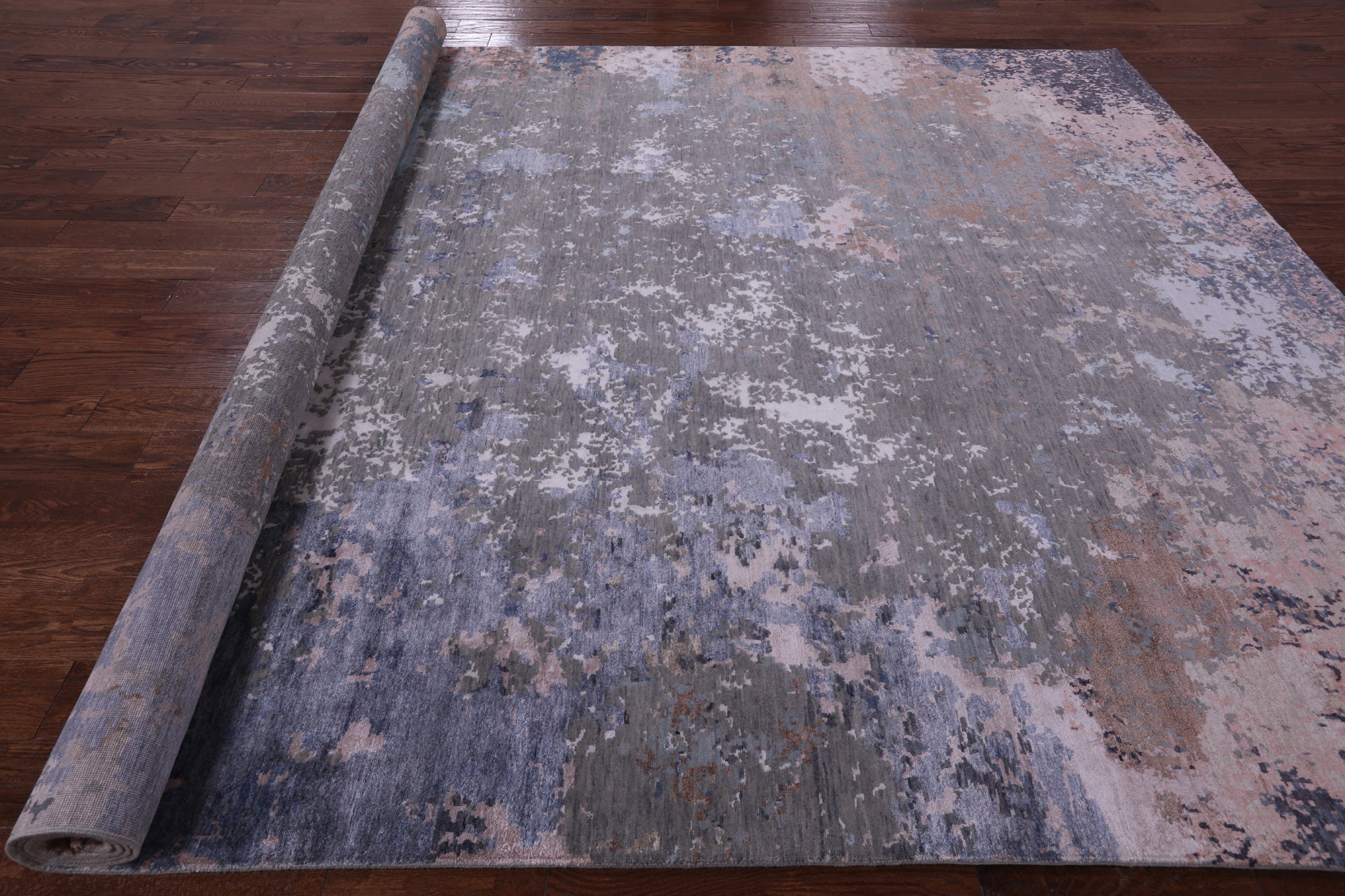Modern Hand Knotted Wool & Silk Rug - 9' 0" X 12' 1" - Golden Nile