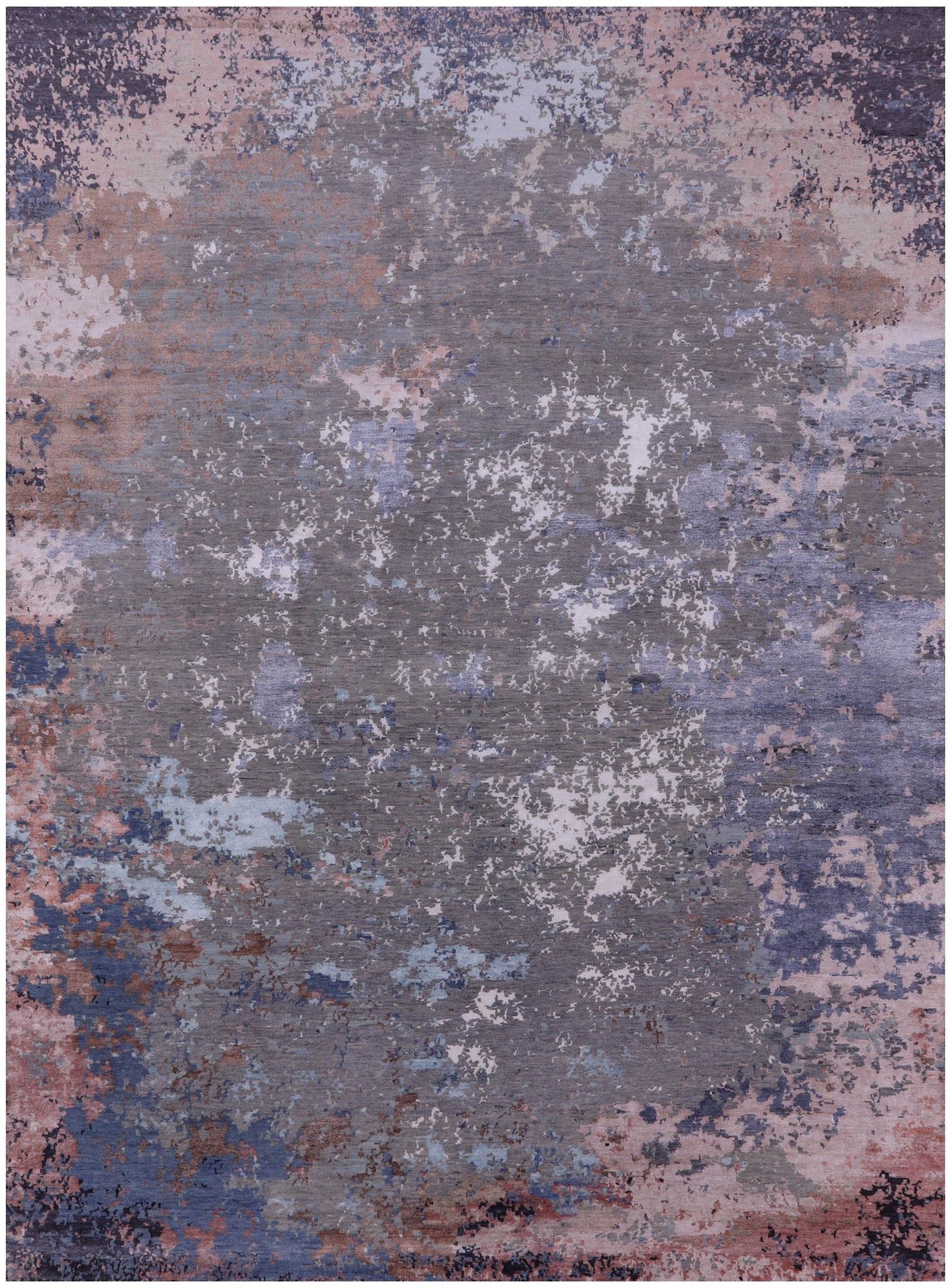 Modern Hand Knotted Wool & Silk Rug - 9' 0" X 12' 1" - Golden Nile