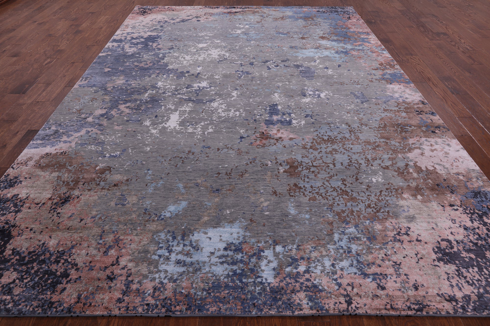 Modern Hand Knotted Wool & Silk Rug - 9' 0" X 12' 1" - Golden Nile