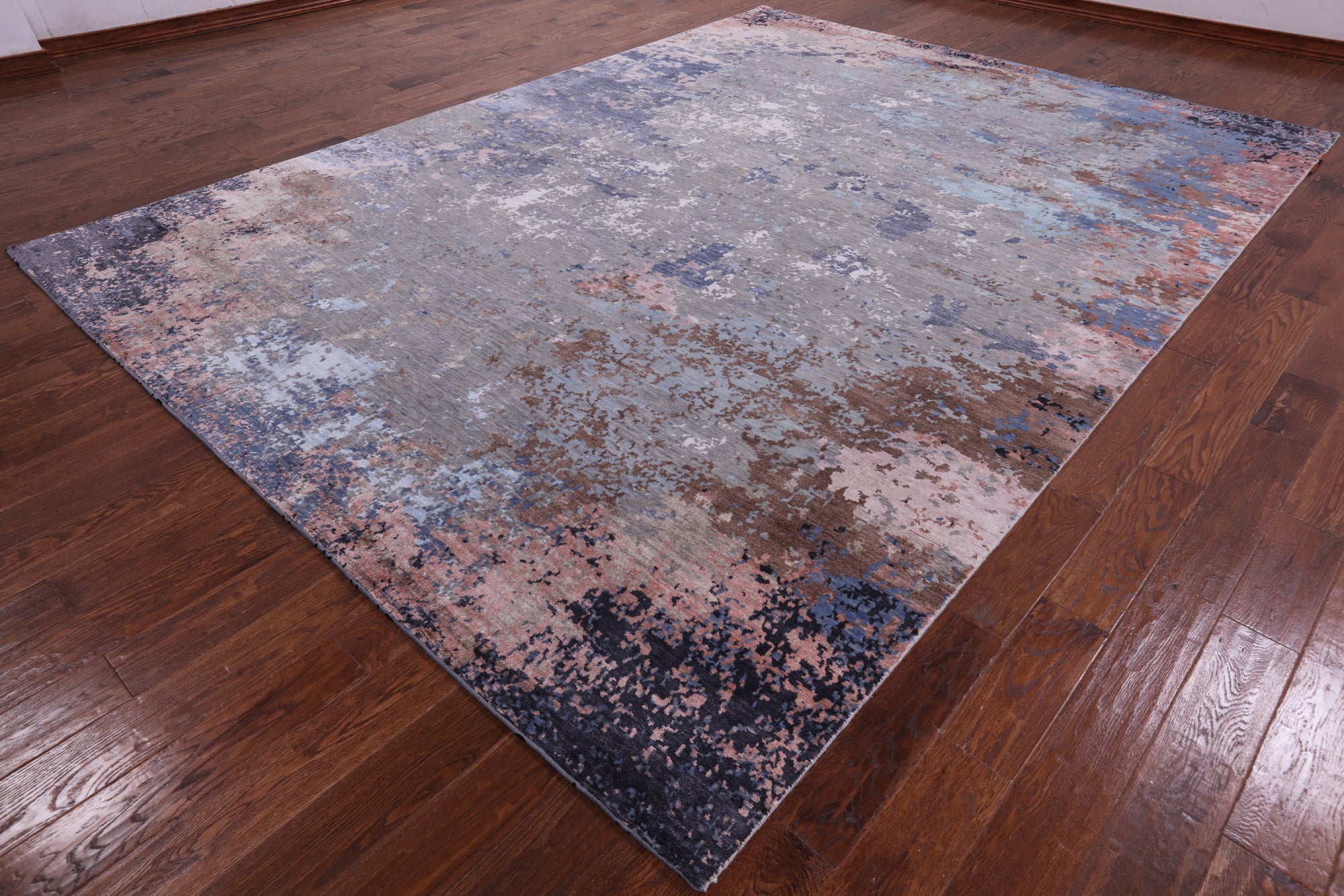 Modern Hand Knotted Wool & Silk Rug - 9' 0" X 12' 1" - Golden Nile
