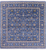 Blue Square Persian Nain Hand Knotted Wool & Silk Rug - 9' 0" X 9' 0" - Golden Nile