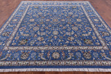 Blue Square Persian Nain Hand Knotted Wool & Silk Rug - 9' 0" X 9' 0" - Golden Nile