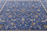 Blue Square Persian Nain Hand Knotted Wool & Silk Rug - 9' 0" X 9' 0" - Golden Nile