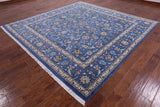 Blue Square Persian Nain Hand Knotted Wool & Silk Rug - 9' 0" X 9' 0" - Golden Nile