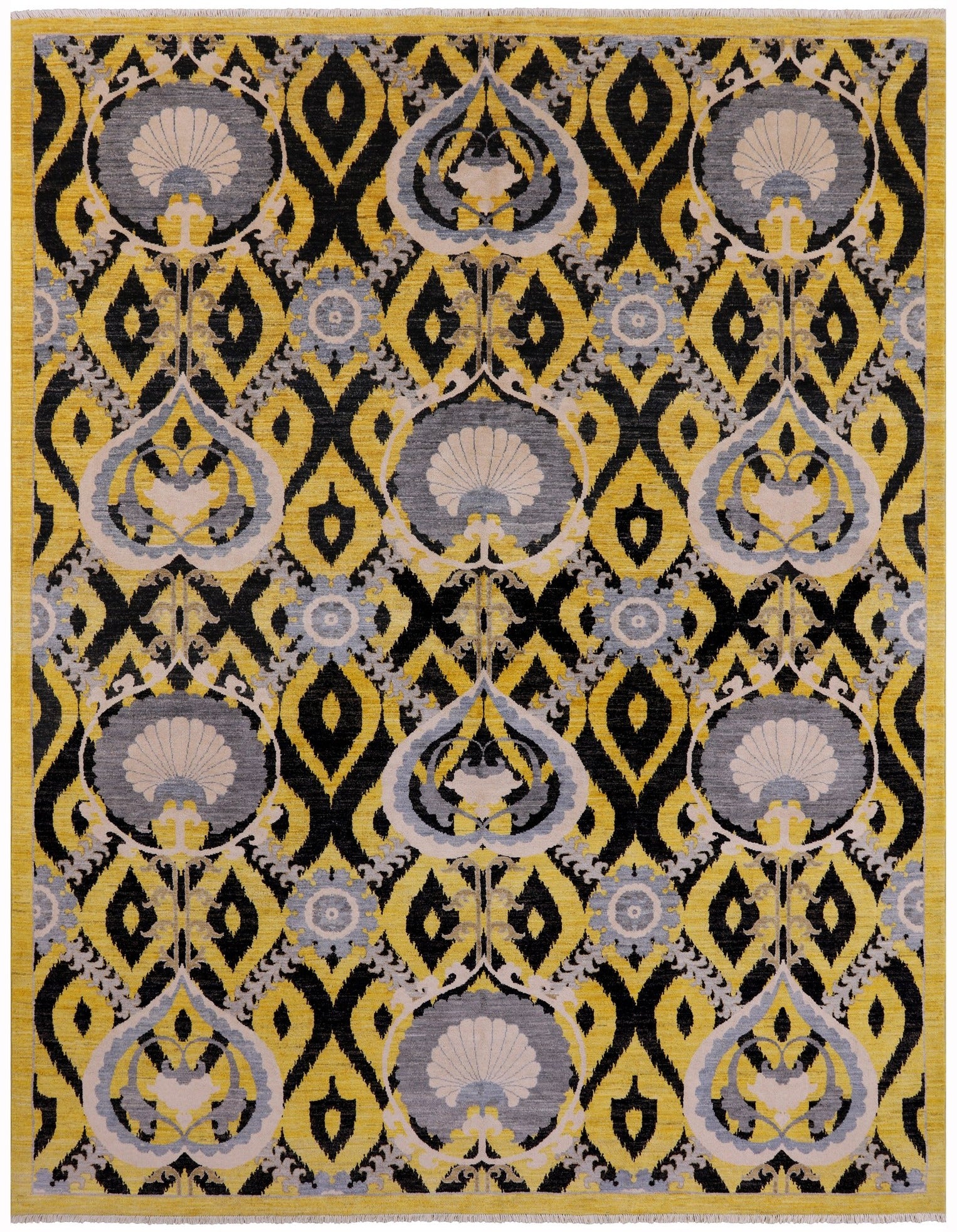 Gold William Morris Handmade Wool Rug - 8' 2" X 10' 6" - Golden Nile