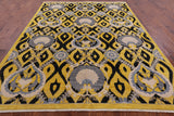 Gold William Morris Handmade Wool Rug - 8' 2" X 10' 6" - Golden Nile