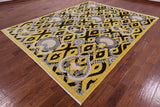 Gold William Morris Handmade Wool Rug - 8' 2" X 10' 6" - Golden Nile