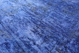 Blue Full Pile Overdyed Handmade Wool Rug - 8' 1" X 9' 10" - Golden Nile
