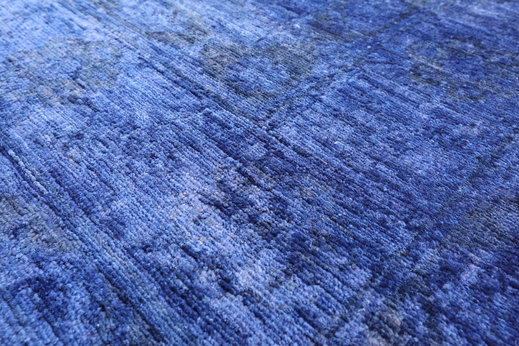 Blue Full Pile Overdyed Handmade Wool Rug - 8' 1" X 9' 10" - Golden Nile