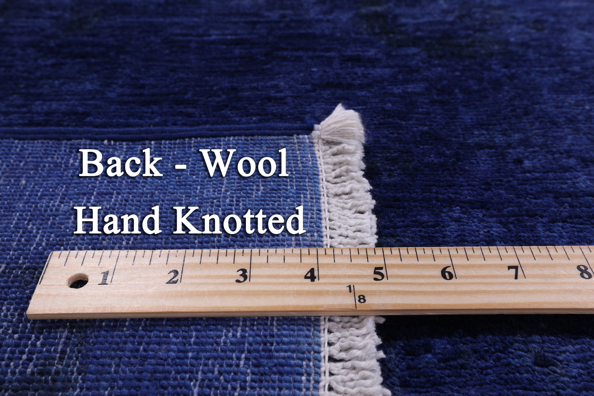 Blue Full Pile Overdyed Handmade Wool Rug - 8' 1" X 9' 10" - Golden Nile