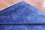Blue Full Pile Overdyed Handmade Wool Rug - 8' 1" X 9' 10" - Golden Nile
