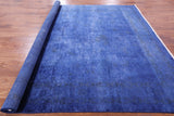 Blue Full Pile Overdyed Handmade Wool Rug - 8' 1" X 9' 10" - Golden Nile