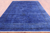 Blue Full Pile Overdyed Handmade Wool Rug - 8' 1" X 9' 10" - Golden Nile
