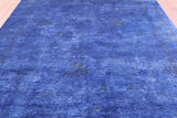 Blue Full Pile Overdyed Handmade Wool Rug - 8' 1" X 9' 10" - Golden Nile