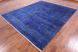 Blue Full Pile Overdyed Handmade Wool Rug - 8' 1" X 9' 10" - Golden Nile