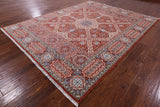 Red Geometric Persian Mamluk Hand Knotted Wool Rug - 8' 0" X 10' 0" - Golden Nile