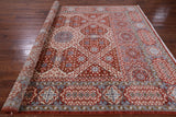 Red Geometric Persian Mamluk Hand Knotted Wool Rug - 8' 0" X 10' 0" - Golden Nile