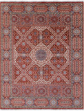 Red Geometric Persian Mamluk Hand Knotted Wool Rug - 8' 0" X 10' 0" - Golden Nile