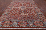 Red Geometric Persian Mamluk Hand Knotted Wool Rug - 8' 0" X 10' 0" - Golden Nile