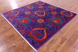 Purple Square William Morris Hand Knotted Wool Rug - 6' 1" X 6' 3" - Golden Nile