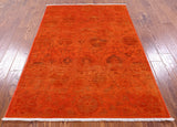 Full Pile Overdyed Hand Knotted Wool Rug - 4' 2" X 6' 1" - Golden Nile