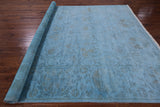 Blue Full Pile Overdyed Hand Knotted Wool Rug - 8' 1" X 10' 1" - Golden Nile