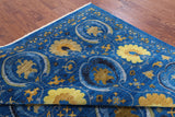 Blue William Morris Handmade Wool Rug - 8' 3" X 9' 9" - Golden Nile