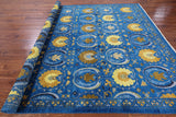 Blue William Morris Handmade Wool Rug - 8' 3" X 9' 9" - Golden Nile