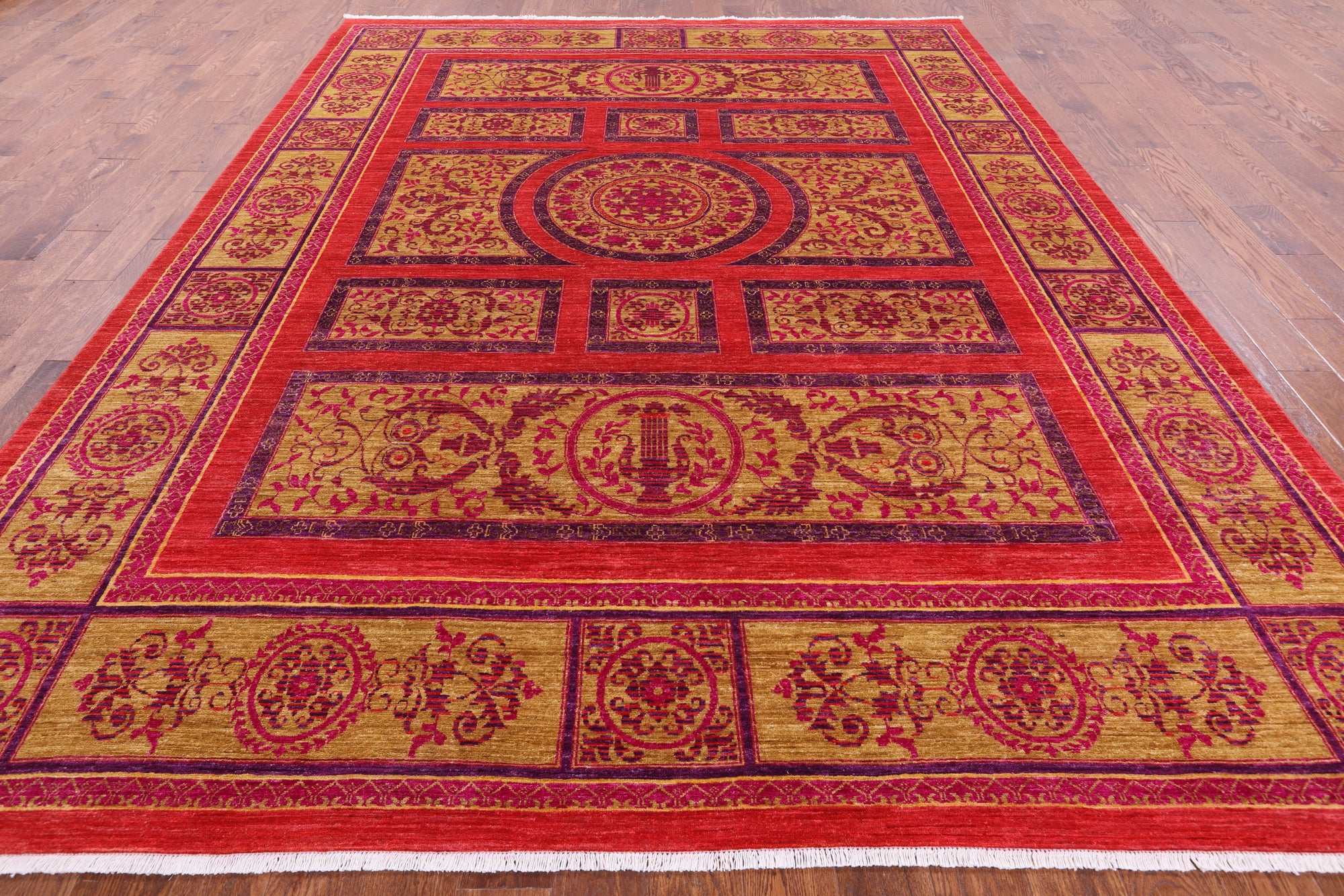 William Morris Handmade Wool Rug - 8' 10" X 11' 10" - Golden Nile