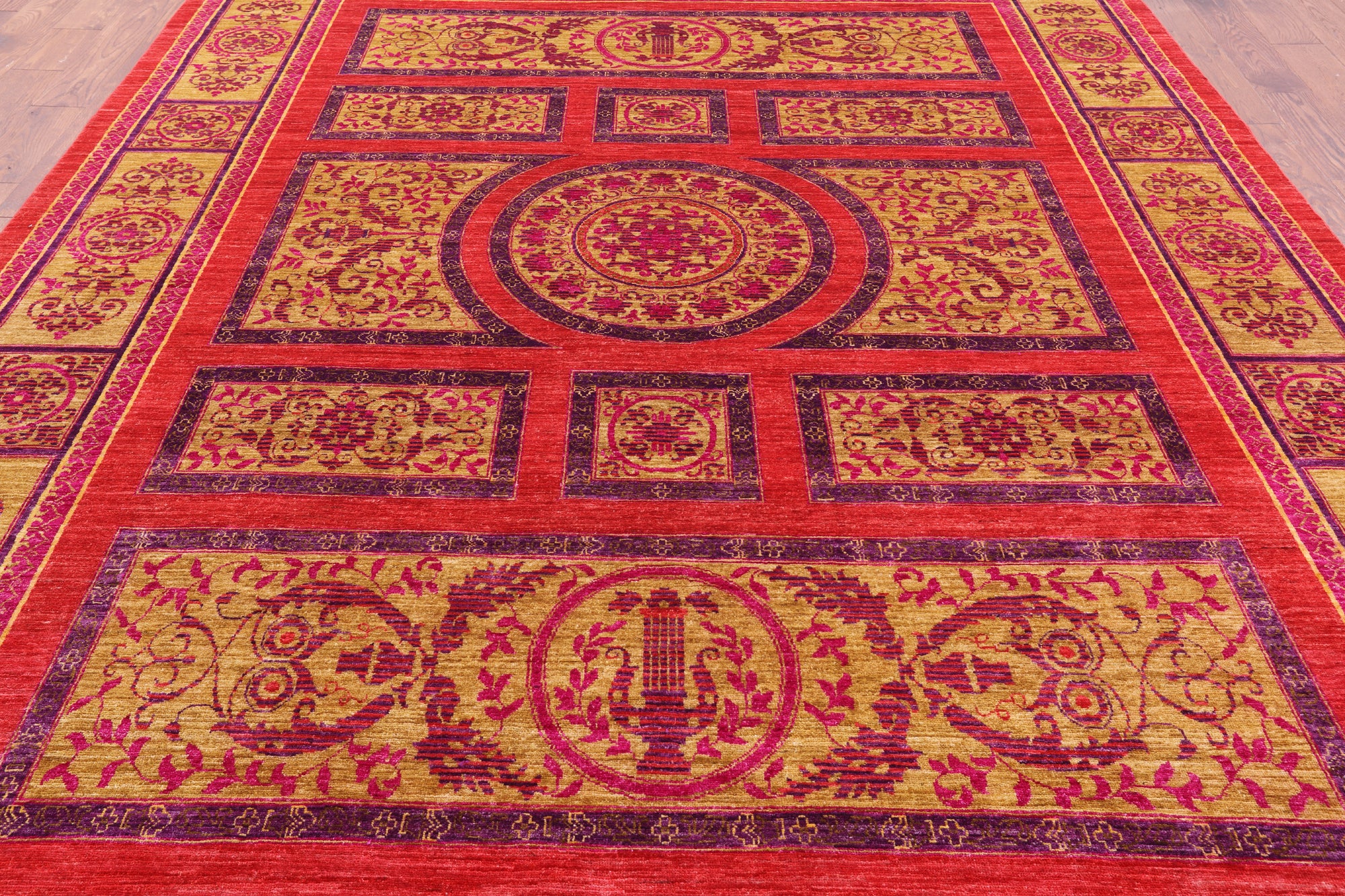 William Morris Handmade Wool Rug - 8' 10" X 11' 10" - Golden Nile