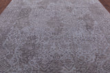 Grey Modern Handmade Wool & Silk Rug - 9' 0" X 12' 0" - Golden Nile