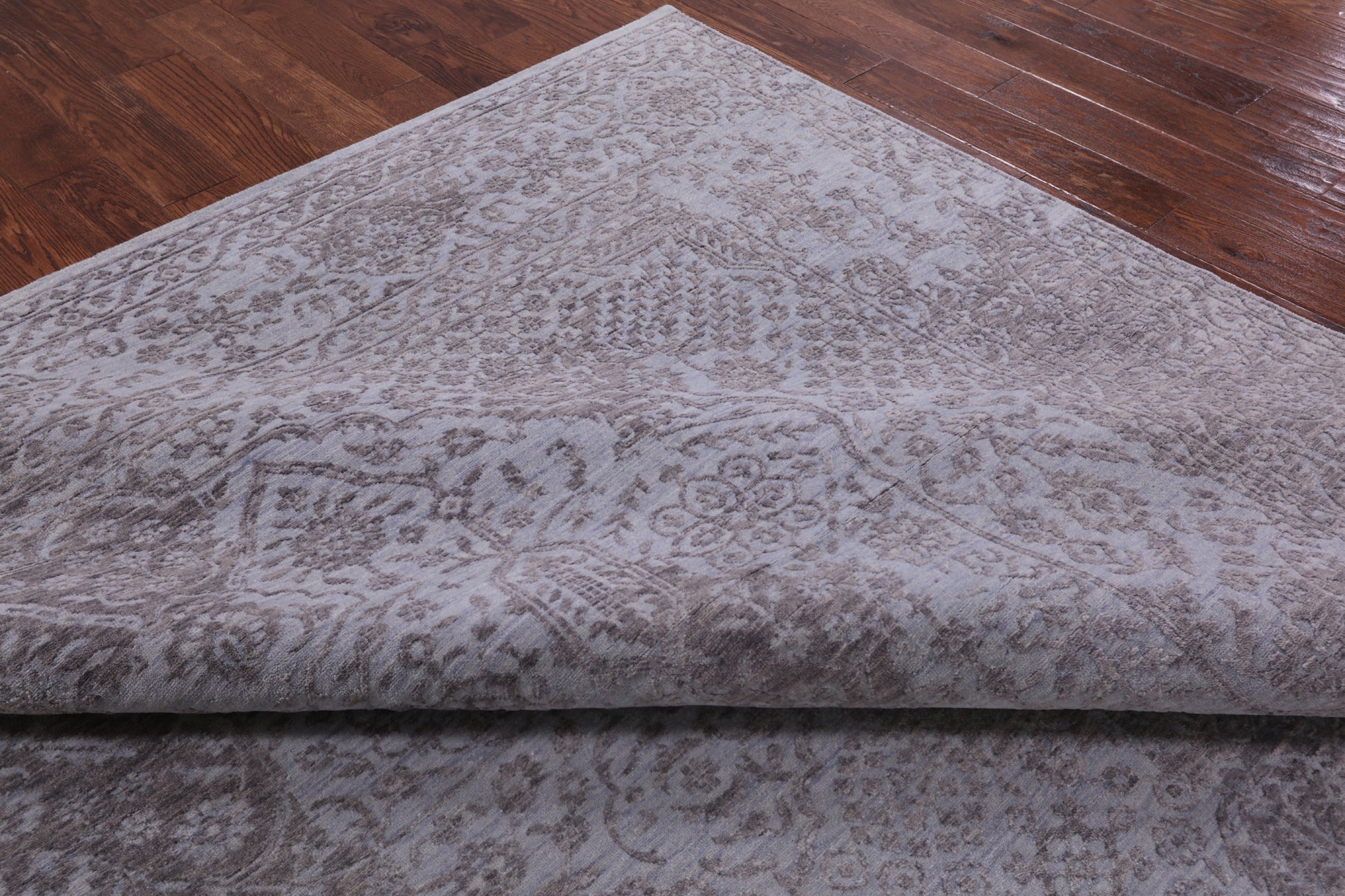 Grey Modern Handmade Wool & Silk Rug - 9' 0" X 12' 0" - Golden Nile