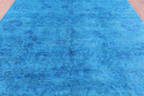 Blue Full Pile Overdyed Hand Knotted Wool Rug - 8' 2" X 10' 1" - Golden Nile