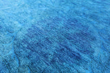Blue Full Pile Overdyed Hand Knotted Wool Rug - 8' 2" X 10' 1" - Golden Nile