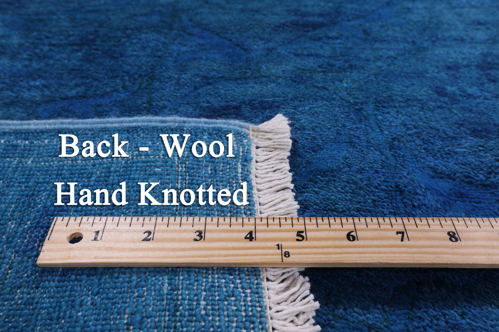 Blue Full Pile Overdyed Hand Knotted Wool Rug - 8' 2" X 10' 1" - Golden Nile