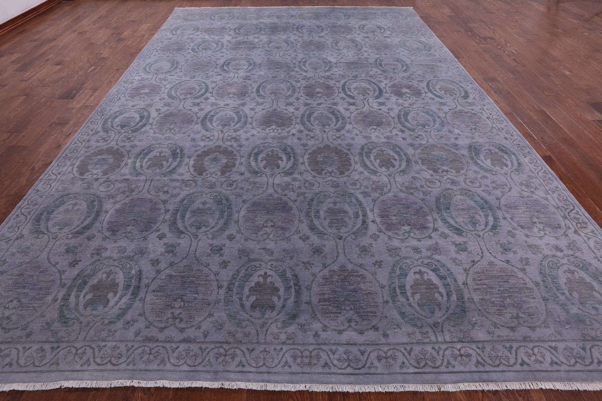 Grey Full Pile Overdyed Handmade Wool Rug - 9' 10" X 14' 4" - Golden Nile