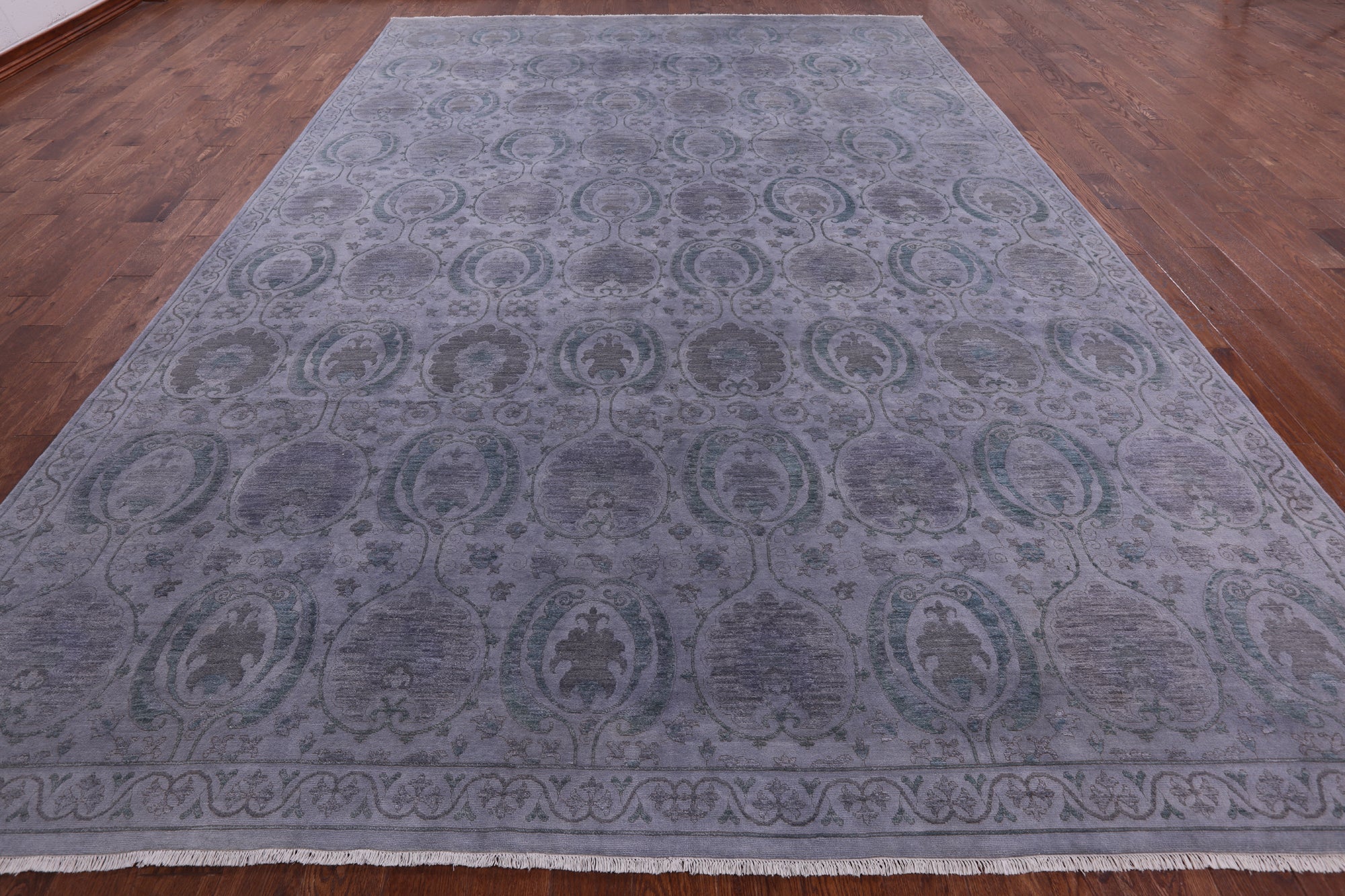 Grey Full Pile Overdyed Handmade Wool Rug - 9' 10" X 14' 4" - Golden Nile