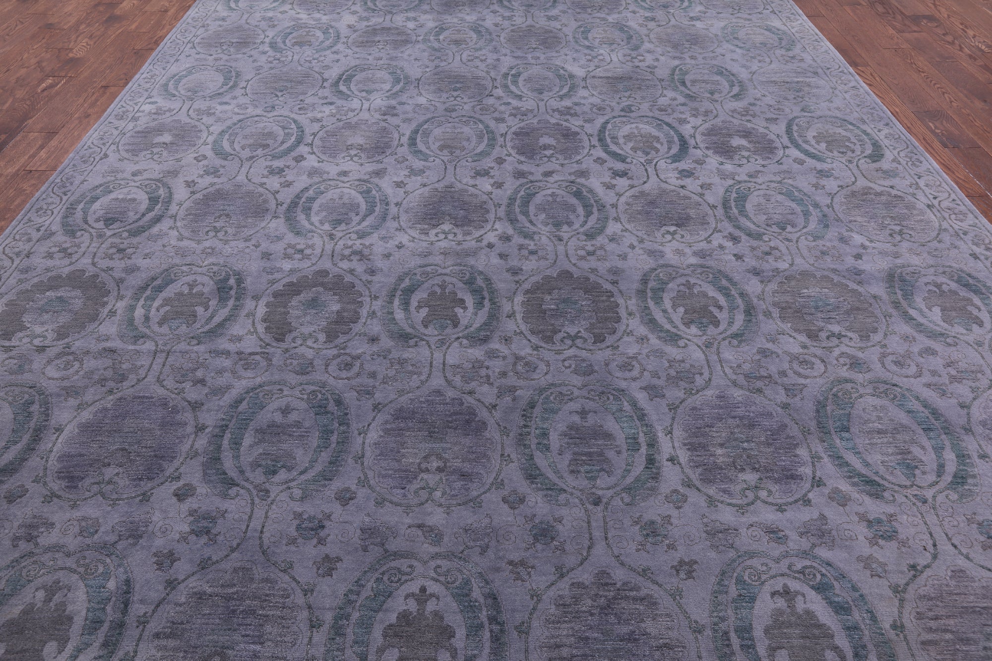 Grey Full Pile Overdyed Handmade Wool Rug - 9' 10" X 14' 4" - Golden Nile