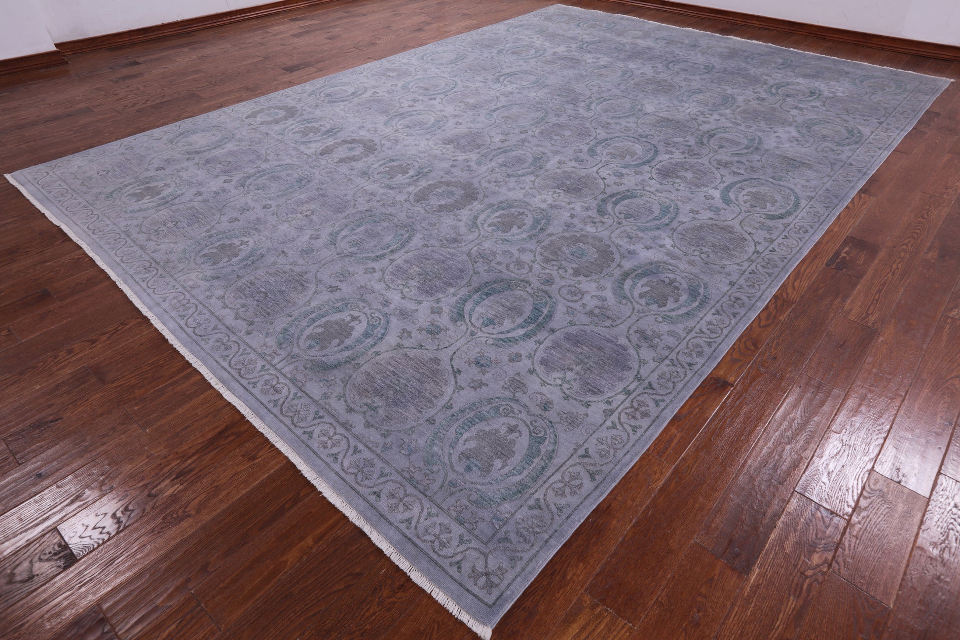 Grey Full Pile Overdyed Handmade Wool Rug - 9' 10" X 14' 4" - Golden Nile