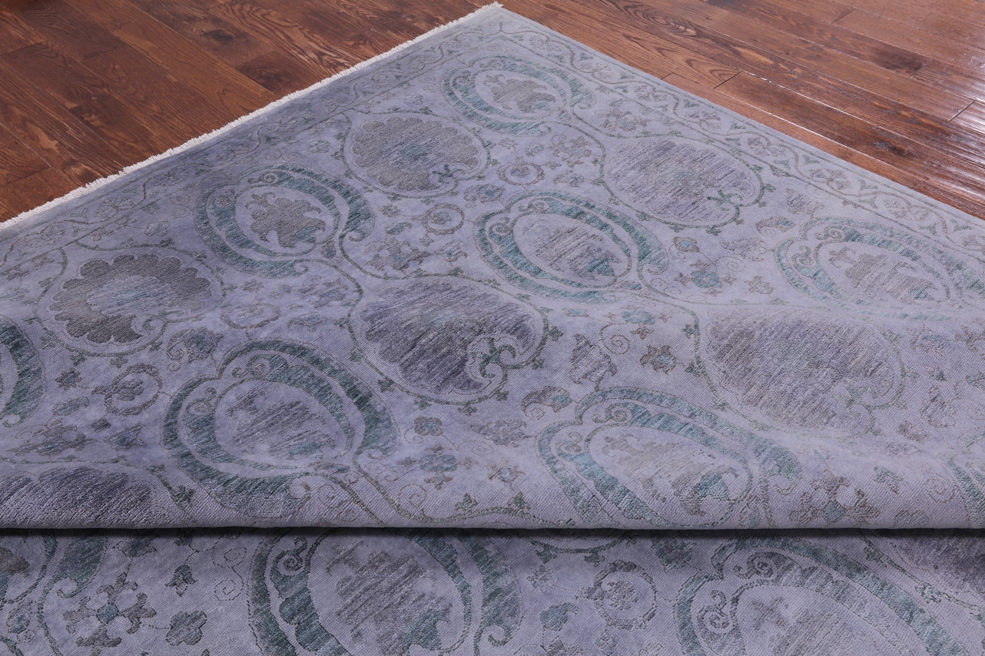 Grey Full Pile Overdyed Handmade Wool Rug - 9' 10" X 14' 4" - Golden Nile