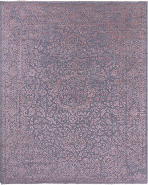 Grey Persian Handmade Wool & Silk Rug - 8' 1" X 10' 0" - Golden Nile