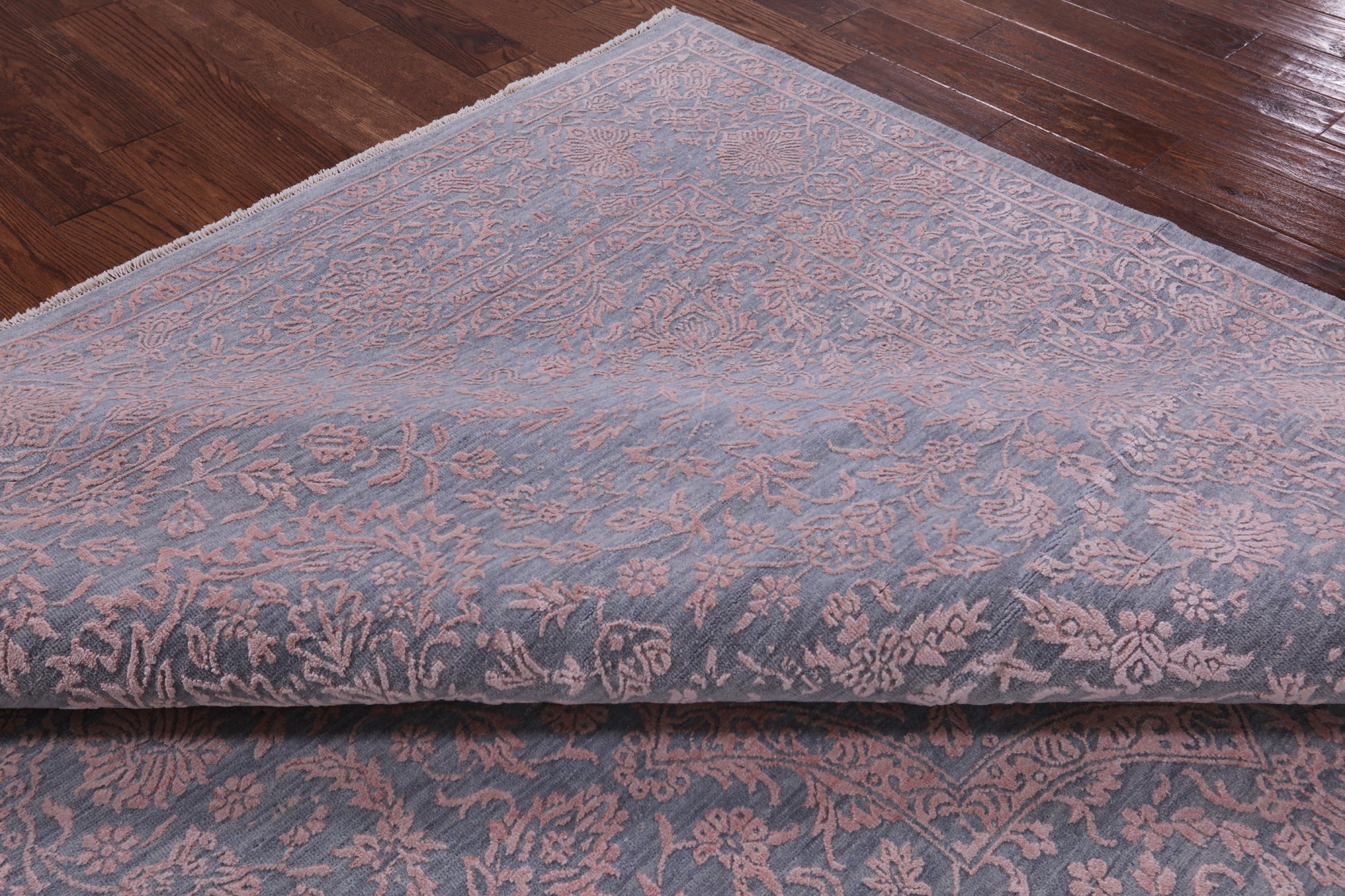 Grey Persian Handmade Wool & Silk Rug - 8' 1" X 10' 0" - Golden Nile